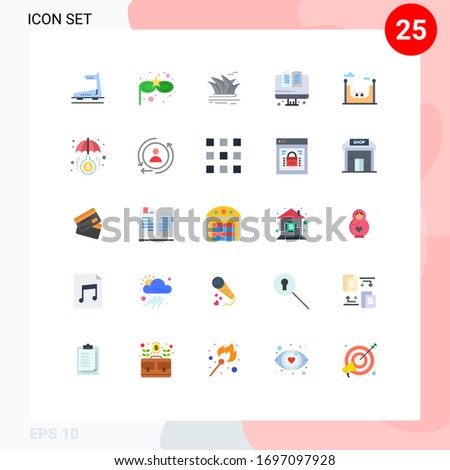 Mobile Interface Flat Color Set of 25 Pictograms of skate; city; culture; back to school; online Editable Vector Design Elements