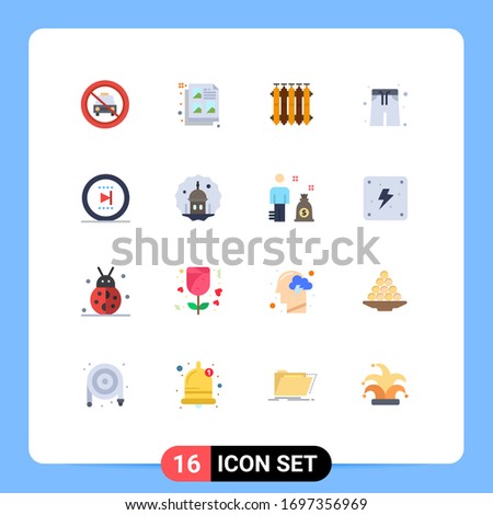 Group of 16 Modern Flat Colors Set for movie; water; idea; swim suit; warm Editable Pack of Creative Vector Design Elements