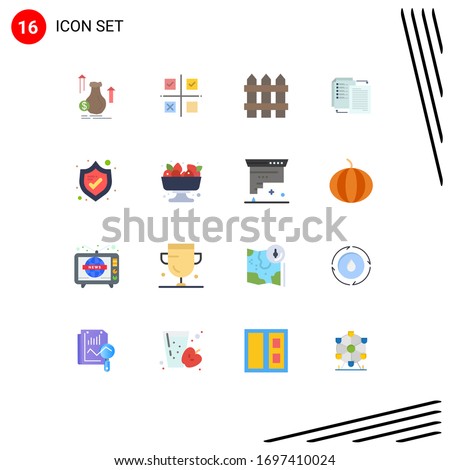 Editable Vector Line Pack of 16 Simple Flat Colors of wlan; share; product; file; security Editable Pack of Creative Vector Design Elements
