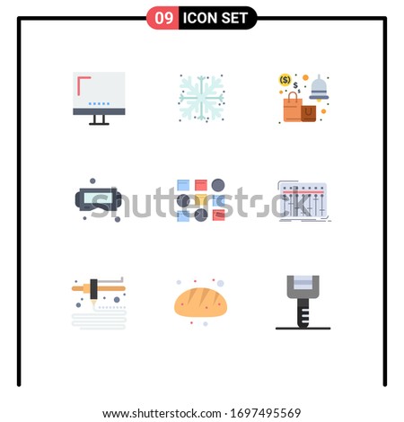 9 User Interface Flat Color Pack of modern Signs and Symbols of smart; glasses; snow; device; savings Editable Vector Design Elements