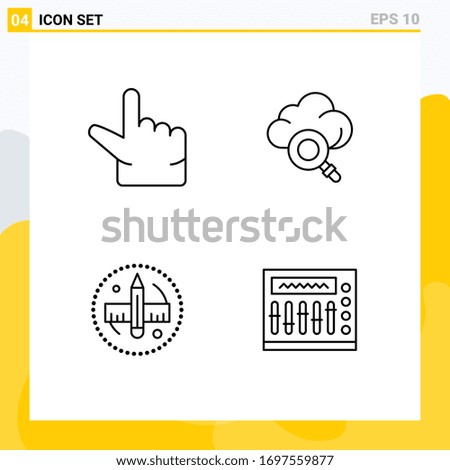 Modern Set of 4 Filledline Flat Colors Pictograph of pinch; mixer; research; pencil; music Editable Vector Design Elements