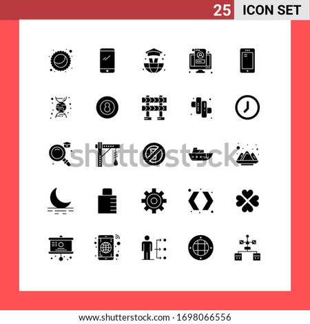 Stock Vector Icon Pack of 25 Line Signs and Symbols for smart phone; profile; world; screen; lcd Editable Vector Design Elements