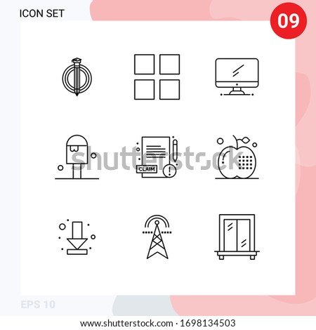 Universal Icon Symbols Group of 9 Modern Outlines of report; summer; monitor; ice cream; beach Editable Vector Design Elements