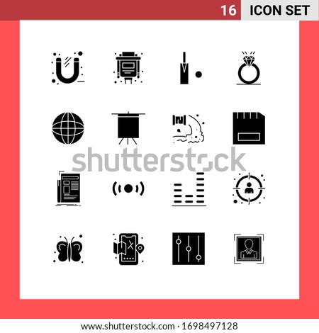 Stock Vector Icon Pack of 16 Line Signs and Symbols for devices; love; cricket; marriage; diamound Editable Vector Design Elements