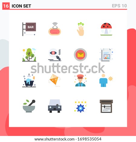 Set of 16 Modern UI Icons Symbols Signs for plant; park; signal; water; three finger Editable Pack of Creative Vector Design Elements