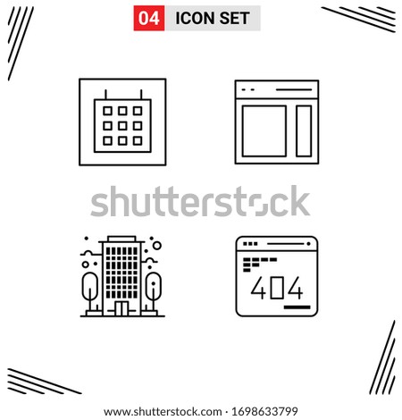 Pack of 4 Modern Filledline Flat Colors Signs and Symbols for Web Print Media such as calendar; company; communication; sidebar; develop Editable Vector Design Elements