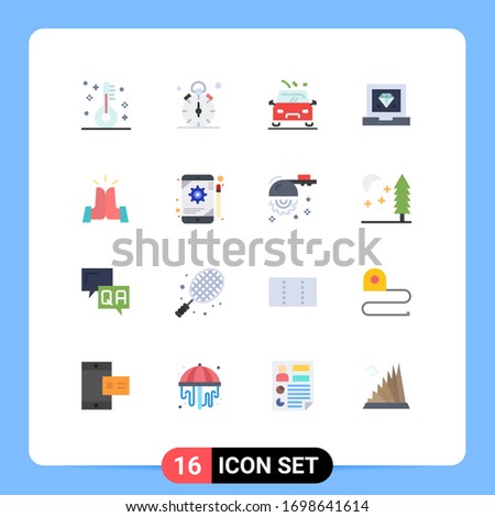 Pack of 16 Modern Flat Colors Signs and Symbols for Web Print Media such as best; development; time; develop; road Editable Pack of Creative Vector Design Elements