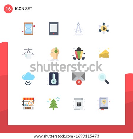 Pictogram Set of 16 Simple Flat Colors of service; hanger; accure; arrow; dollar Editable Pack of Creative Vector Design Elements