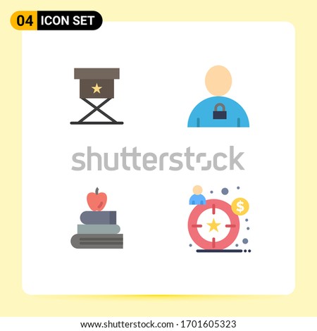 4 Creative Icons Modern Signs and Symbols of chair; books; avatar; locked; science Editable Vector Design Elements