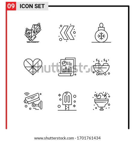 9 Creative Icons Modern Signs and Symbols of medical; favorite; ball; like; heart Editable Vector Design Elements