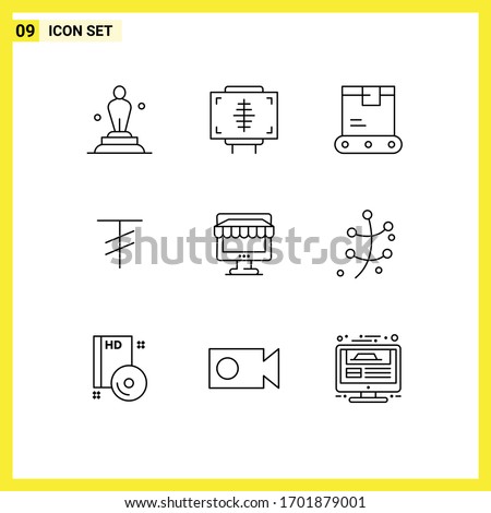 Mobile Interface Outline Set of 9 Pictograms of ecommerce; currency; health; tugrik; logistics Editable Vector Design Elements