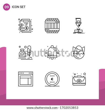 Pack of 9 Modern Outlines Signs and Symbols for Web Print Media such as office; fur; cutting; erite; steel Editable Vector Design Elements Stok fotoğraf © 