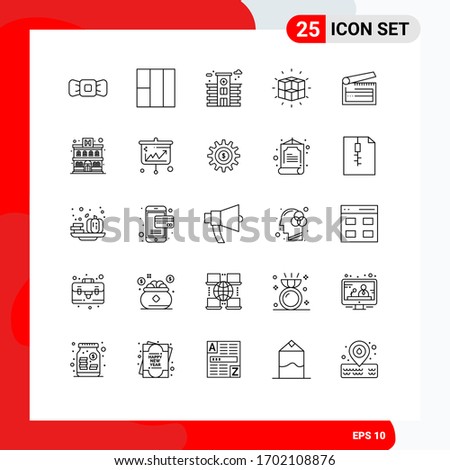 Pack of 25 creative Lines of clapper; board; hospital; action; solution Editable Vector Design Elements