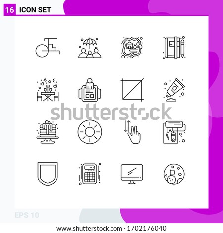 16 Thematic Vector Outlines and Editable Symbols of restaurant; news; hosting; blog; book Editable Vector Design Elements