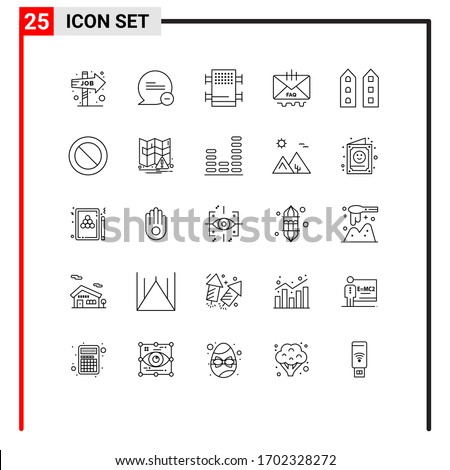 25 Creative Icons Modern Signs and Symbols of house; mail; rack; help; contact Editable Vector Design Elements