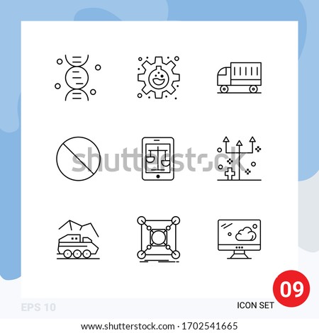 Modern Set of 9 Outlines Pictograph of internet; prohibited; delivery; no; cancel Editable Vector Design Elements