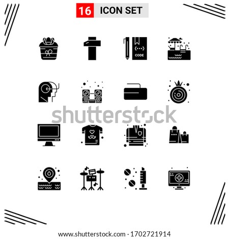 Stock Vector Icon Pack of 16 Line Signs and Symbols for teaching; swimming; code; park; file Editable Vector Design Elements