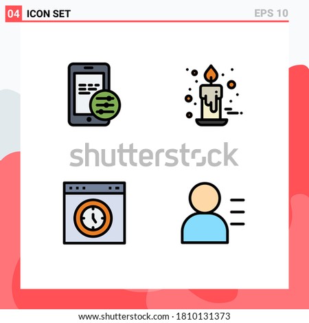 Set of 4 Modern UI Icons Symbols Signs for gdpr; interface; candle; gift; speedometer Editable Vector Design Elements