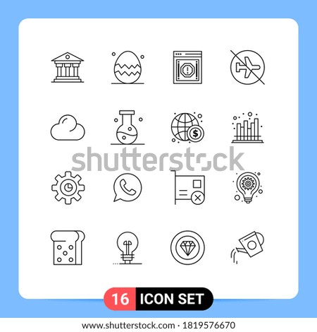 16 Outline concept for Websites Mobile and Apps sign; flying; alert; disabled; warning Editable Vector Design Elements