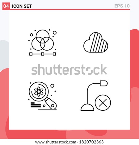 Pack of 4 creative Filledline Flat Colors of creative; computer; graphic; coin; imac Editable Vector Design Elements