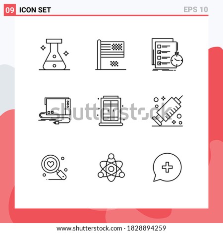 Modern Set of 9 Outlines Pictograph of sound; external; todo; card; time Editable Vector Design Elements