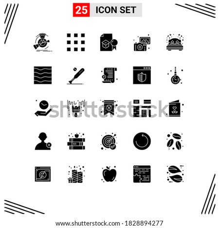 Pack of 25 creative Solid Glyphs of photos; images; lock; university; education Editable Vector Design Elements