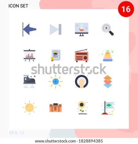 16 Creative Icons Modern Signs and Symbols of projector; shopping; eco science; search; ecommerce Editable Pack of Creative Vector Design Elements