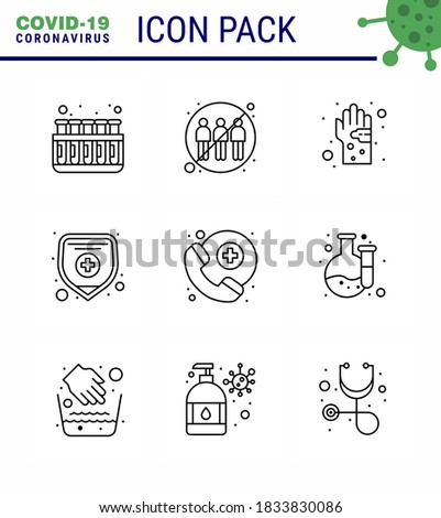 Corona virus 2019 and 2020 epidemic 9 Line icon pack such as  protection; health insurance; transfer; virus; hand viral coronavirus 2019-nov disease Vector Design Elements