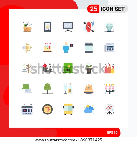 25 Creative Icons Modern Signs and Symbols of business; hotel; basket; canoe; imac Editable Vector Design Elements