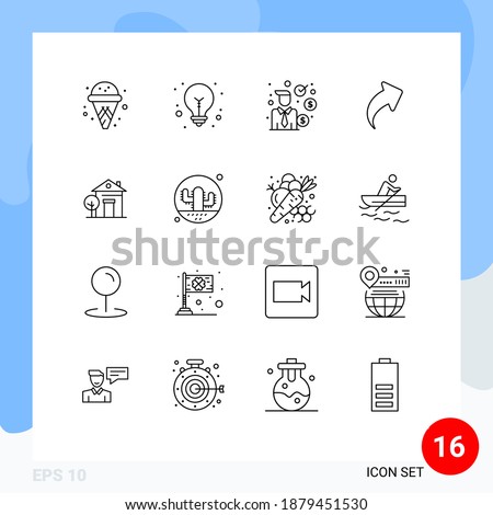 Set of 16 Commercial Outlines pack for cactus; house; investor; home; right Editable Vector Design Elements