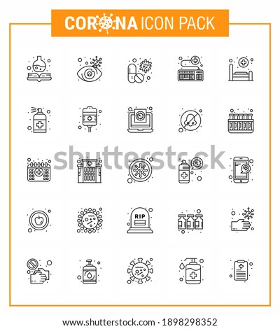 Simple Set of Covid-19 Protection Blue 25 icon pack icon included survice; online; antivirus; keyboard; medicine viral coronavirus 2019-nov disease Vector Design Elements