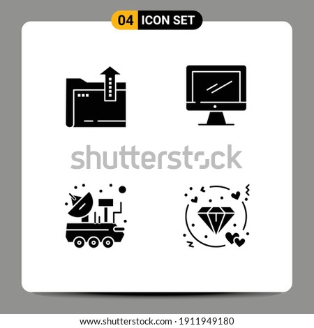 Pictogram Set of 4 Simple Solid Glyphs of folder; car; storage; device; science Editable Vector Design Elements