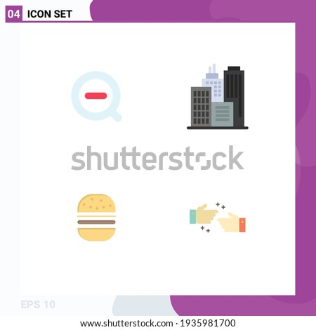 4 Universal Flat Icon Signs Symbols of search; fast; delete; office; handshake Editable Vector Design Elements