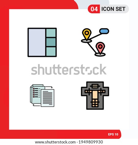 Set of 4 Modern UI Icons Symbols Signs for grid; shareit; location; share; death Editable Vector Design Elements