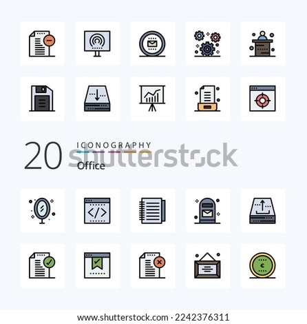 20 Office Line Filled Color icon Pack like post letter office box office