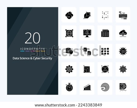 20 Data Science And Cyber Security Solid Glyph icon for presentation