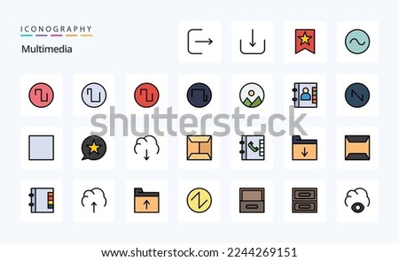 25 Multimedia Line Filled Style icon pack
