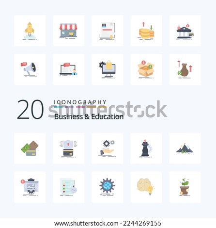 20 Business And Education Flat Color icon Pack like horse strategy hacking services idea