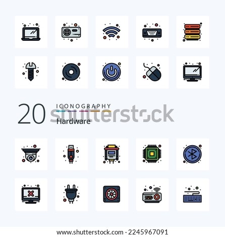 20 Hardware Line Filled Color icon Pack like hardware searching port circle microchip