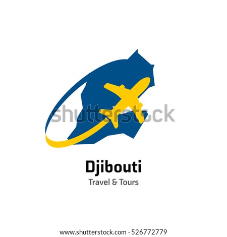 Djibouti Travel and Tours logo. Vector travel company logo design - Country map Leisure travel logo template. Tourism emblem, leisure center - vector illustration