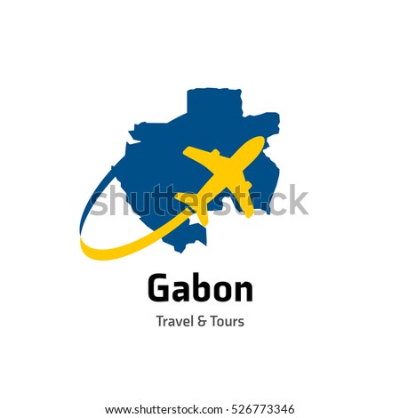 Gabon Travel and Tours logo. Vector travel company logo design - Country map Leisure travel logo template. Tourism emblem, leisure center - vector illustration