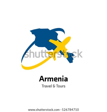 Armenia Travel and Tours logo. Vector travel company logo design - Country map Leisure travel logo template. Tourism emblem, leisure center - vector illustration