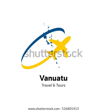 Vanuatu Travel and Tours logo. Vector travel company logo design - Country map Leisure travel logo template. Tourism emblem, leisure center - vector illustration