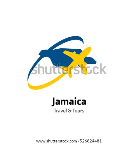 Jamaica Travel and Tours logo. Vector travel company logo design - Country map Leisure travel logo template. Tourism emblem, leisure center - vector illustration