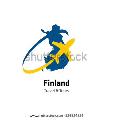 Finland Travel and Tours logo. Vector travel company logo design - Country map Leisure travel logo template. Tourism emblem, leisure center - vector illustration