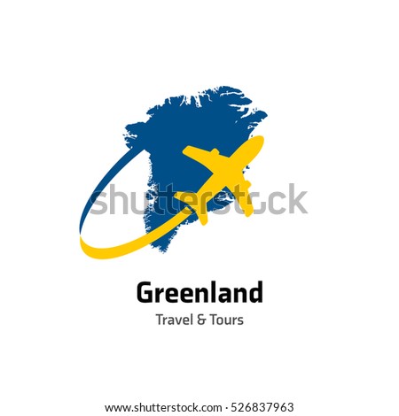 Greenland Travel and Tours logo. Vector travel company logo design - Country map Leisure travel logo template. Tourism emblem, leisure center - vector illustration