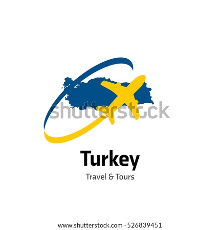 Turkey Travel and Tours logo. Vector travel company logo design - Country map Leisure travel logo template. Tourism emblem, leisure center - vector illustration