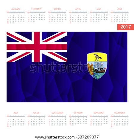 2016 Calendar - Saint-Helena Country Flag Banner - Happy new Year calendar template - Week starts with Sunday - Vector illustration

