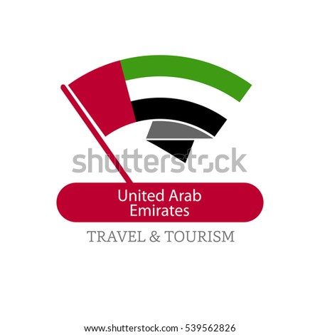 United Arab Emirates The Travel Destination logo - Vector travel company logo design - Country Flag Travel and Tourism concept t shirt graphics - vector illustration