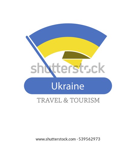 Ukraine The Travel Destination logo - Vector travel company logo design - Country Flag Travel and Tourism concept t shirt graphics - vector illustration